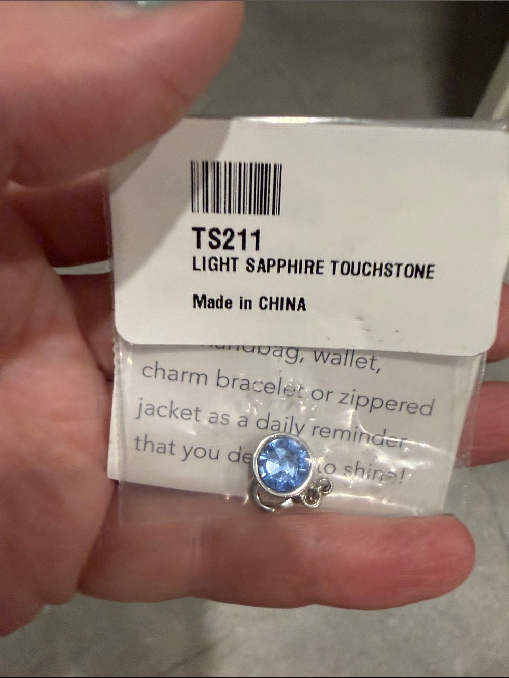 Touchstone Crystal Light Sapphire Round Charm in Silver Tone